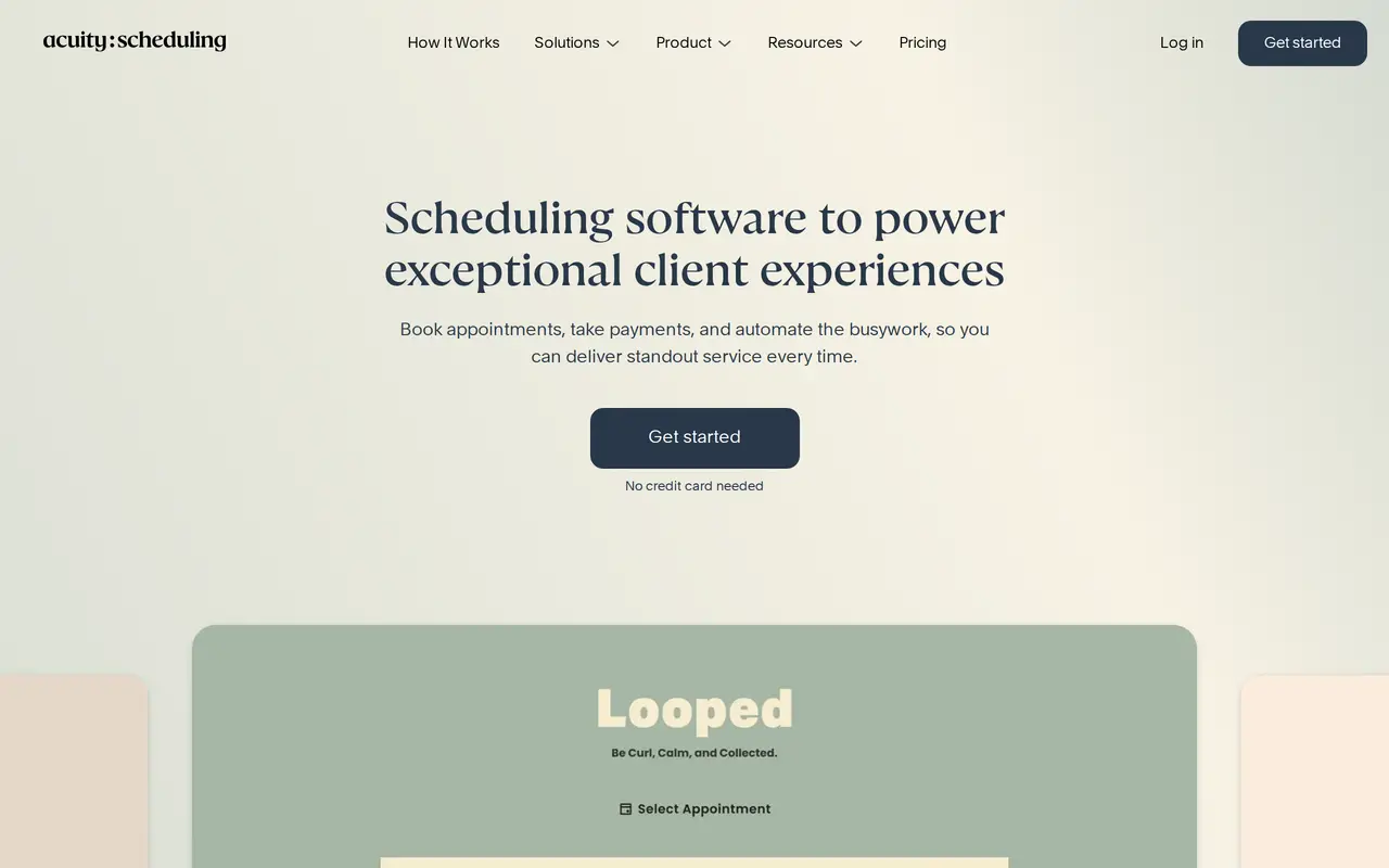 The Acuity Scheduling homepage