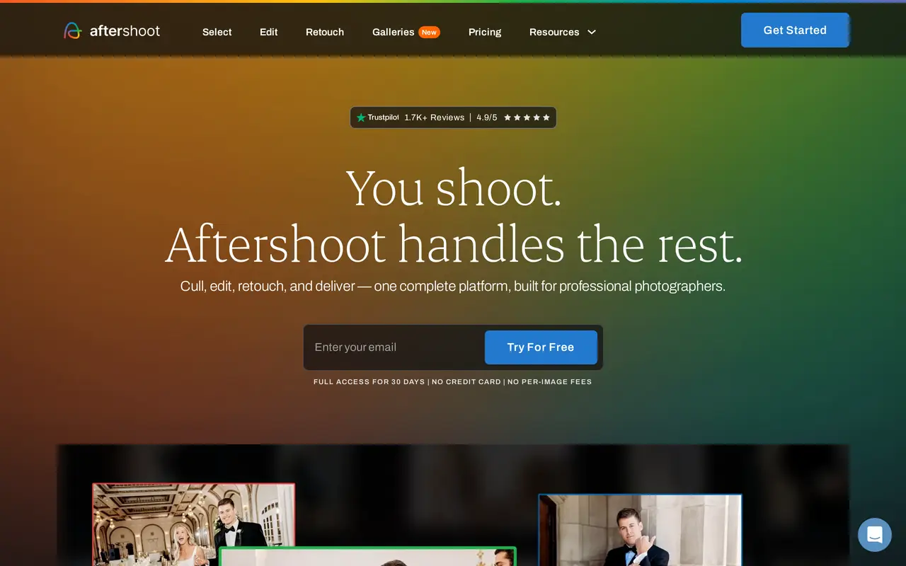 The Aftershoot homepage