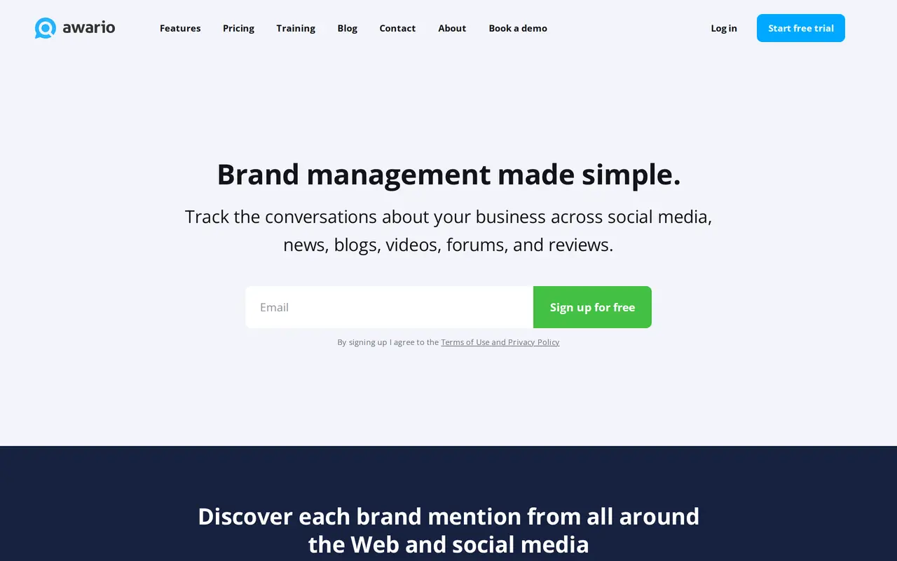 The Awario homepage