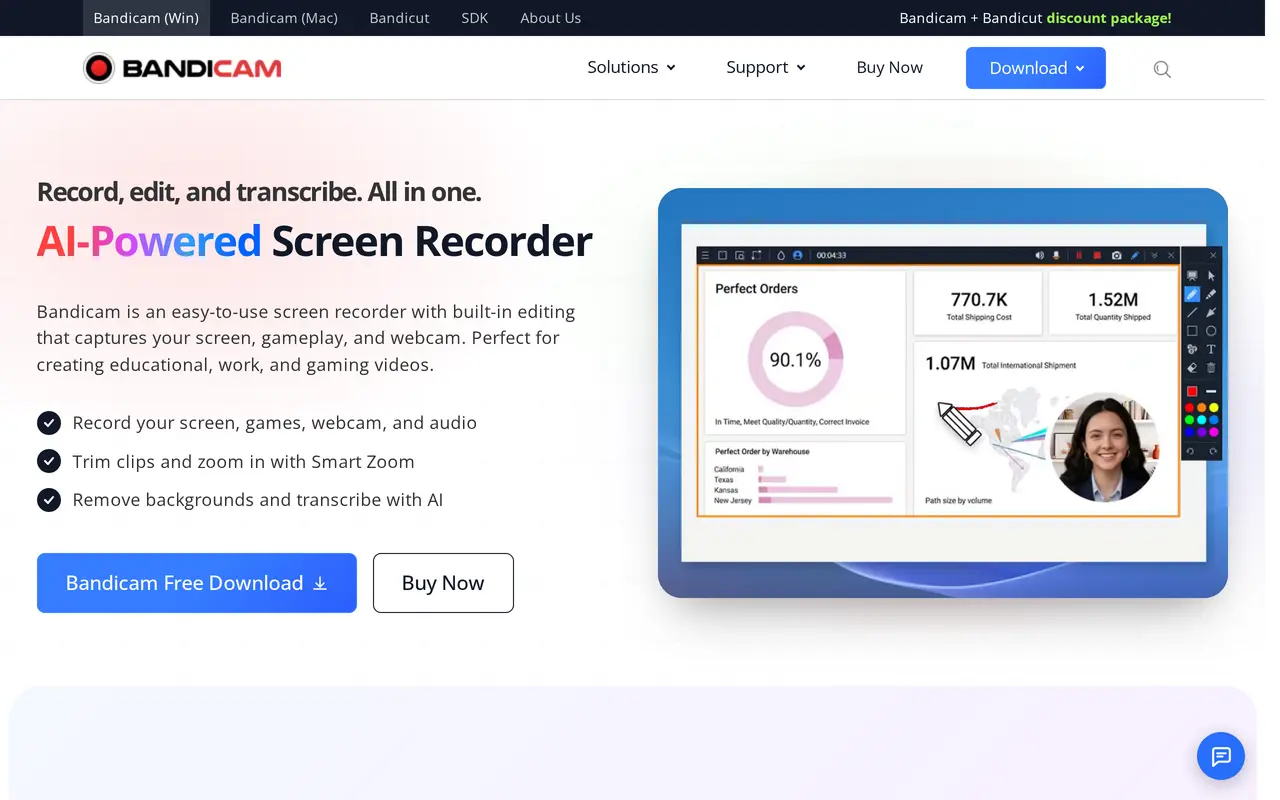 The Bandicam homepage