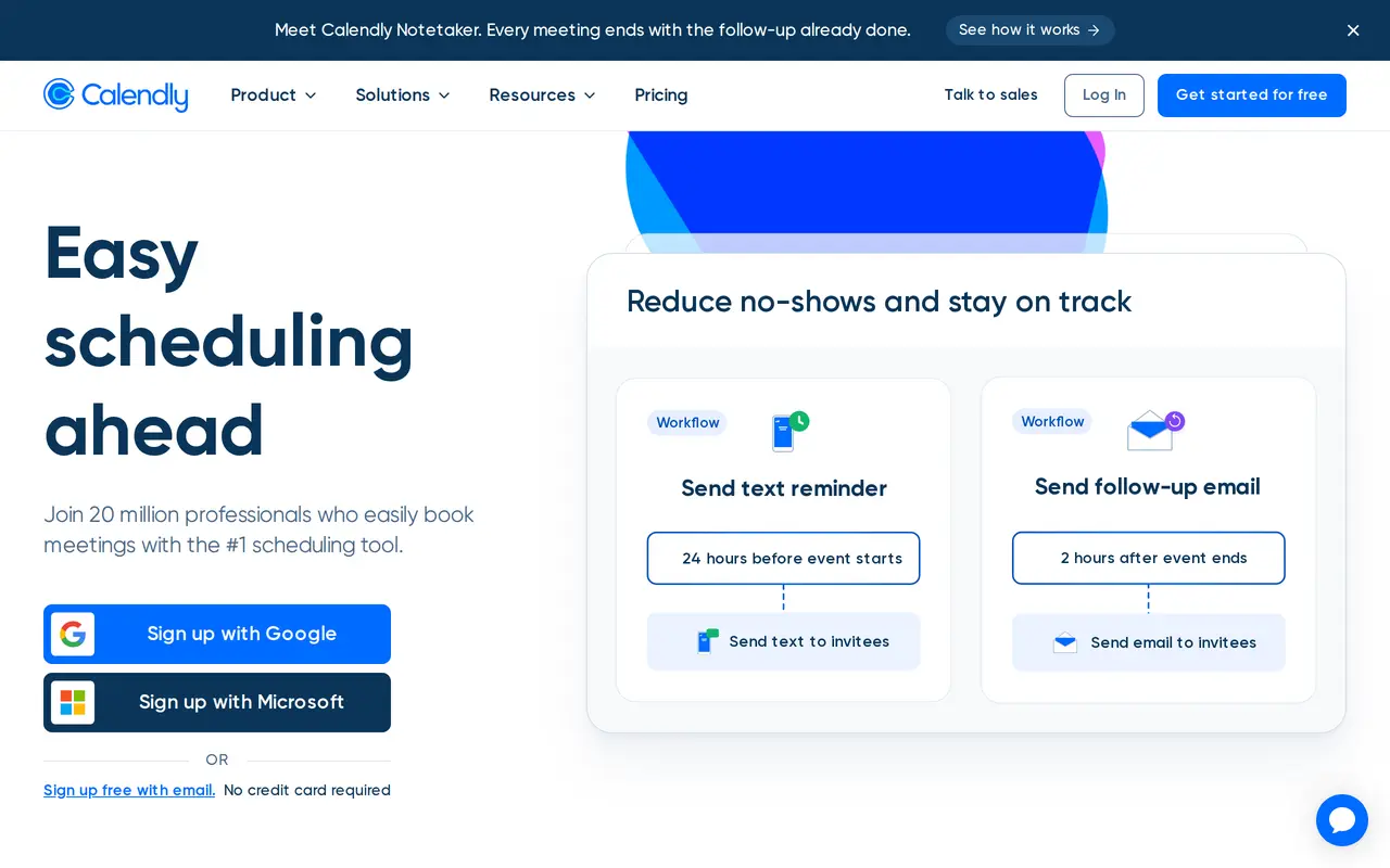 The Calendly homepage