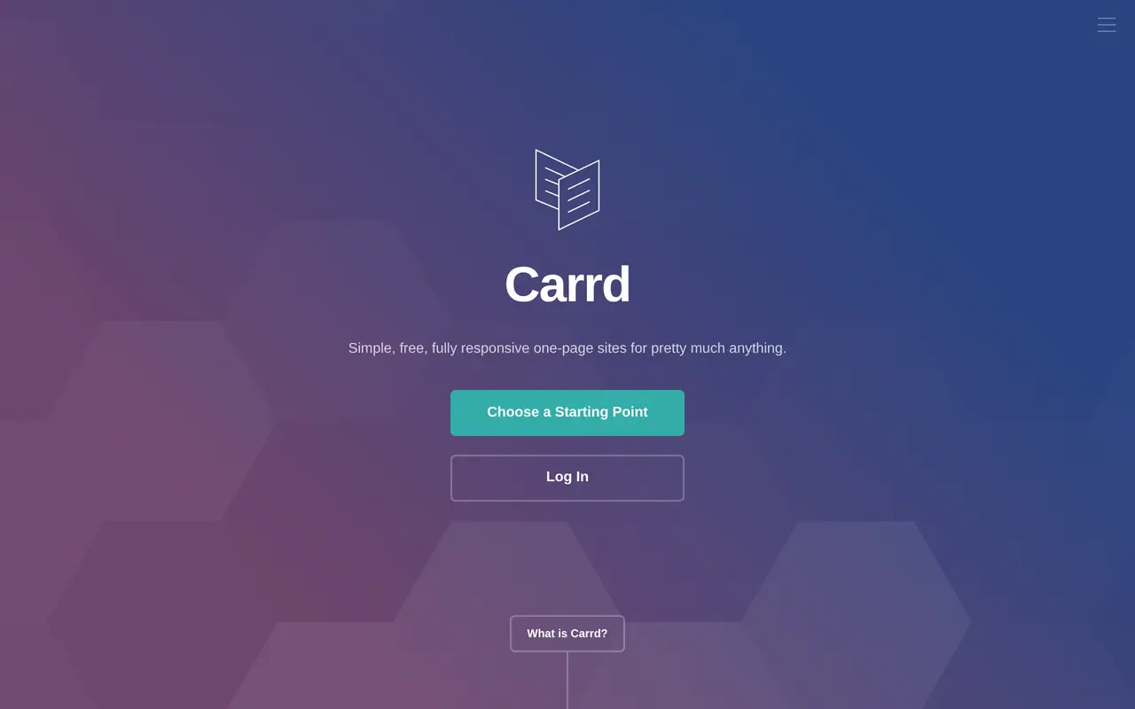 The Carrd homepage