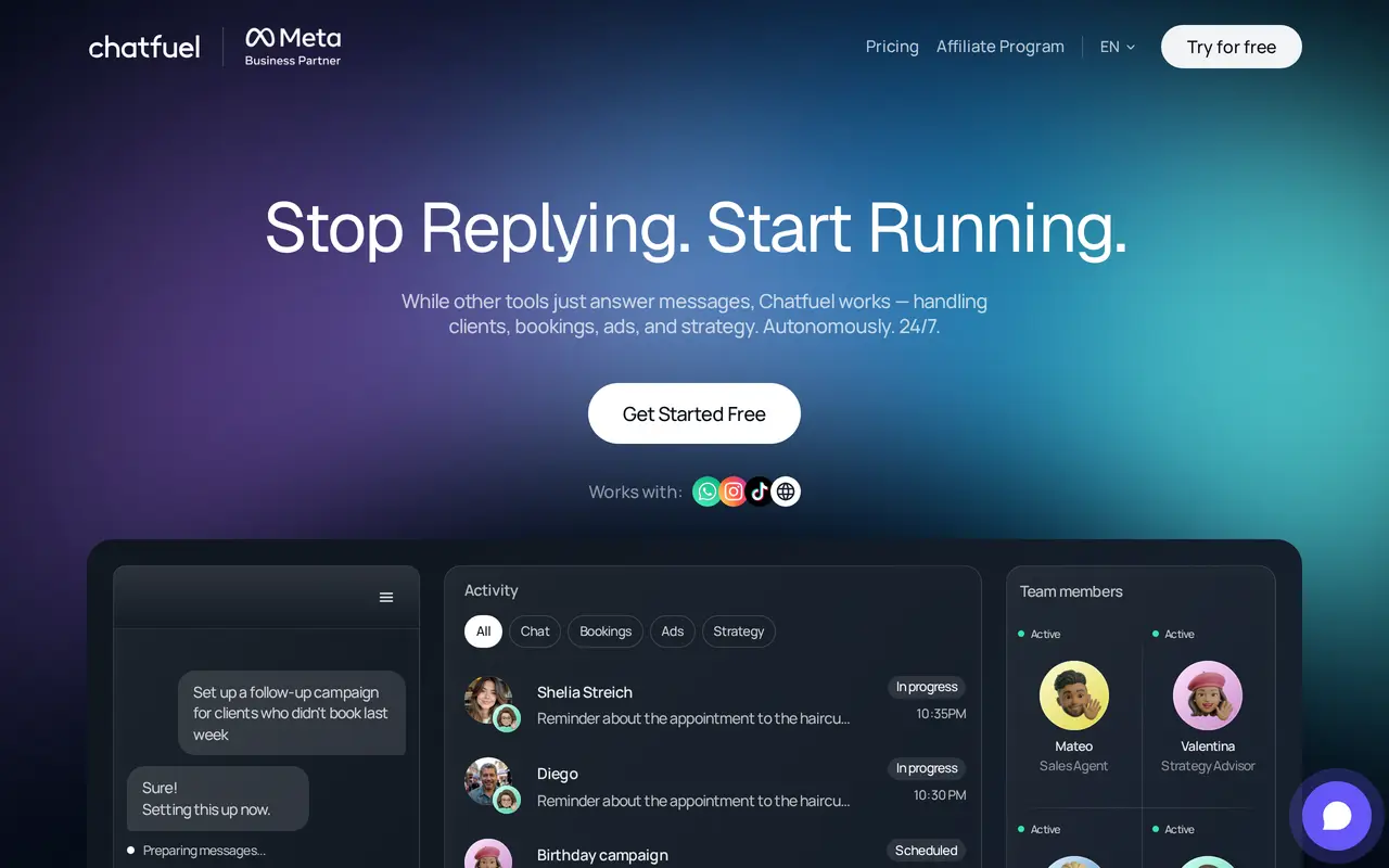 The Chatfuel homepage