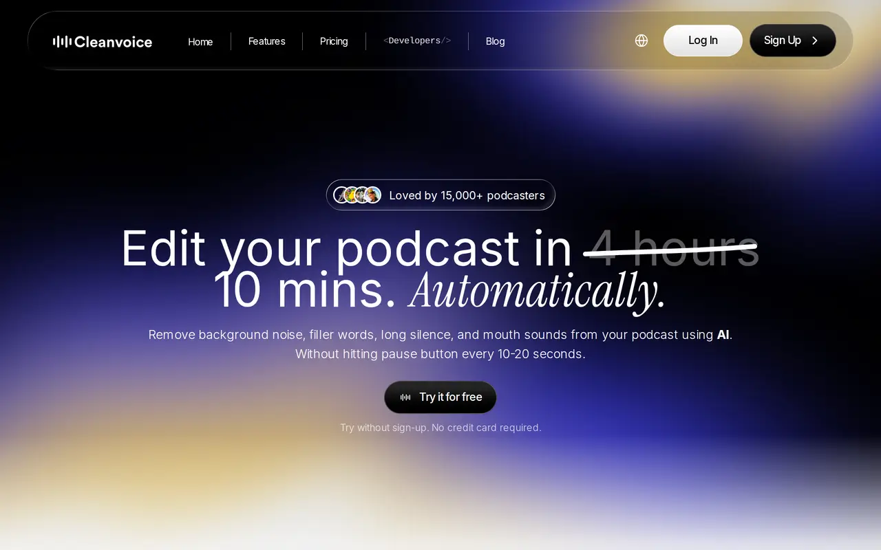 The Cleanvoice homepage