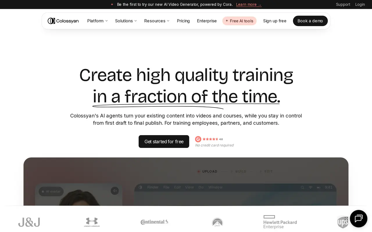 The Colossyan homepage