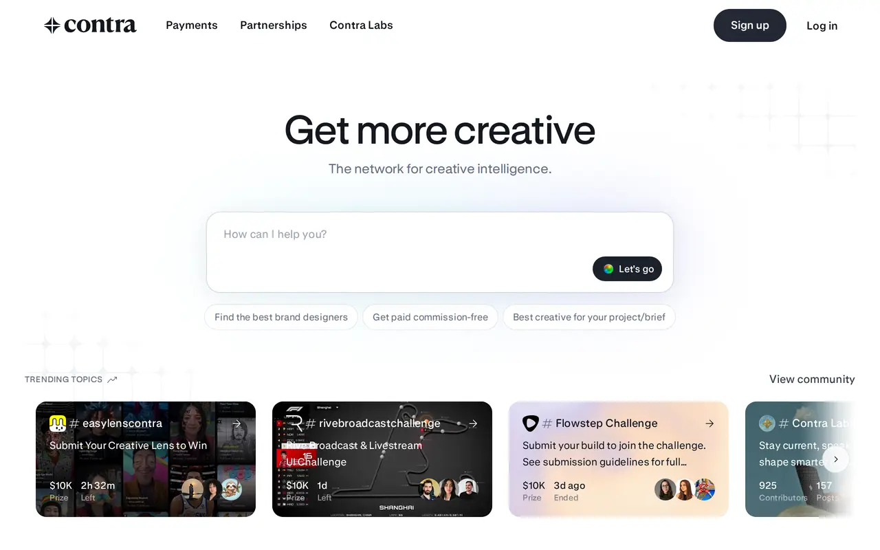 The Contra homepage