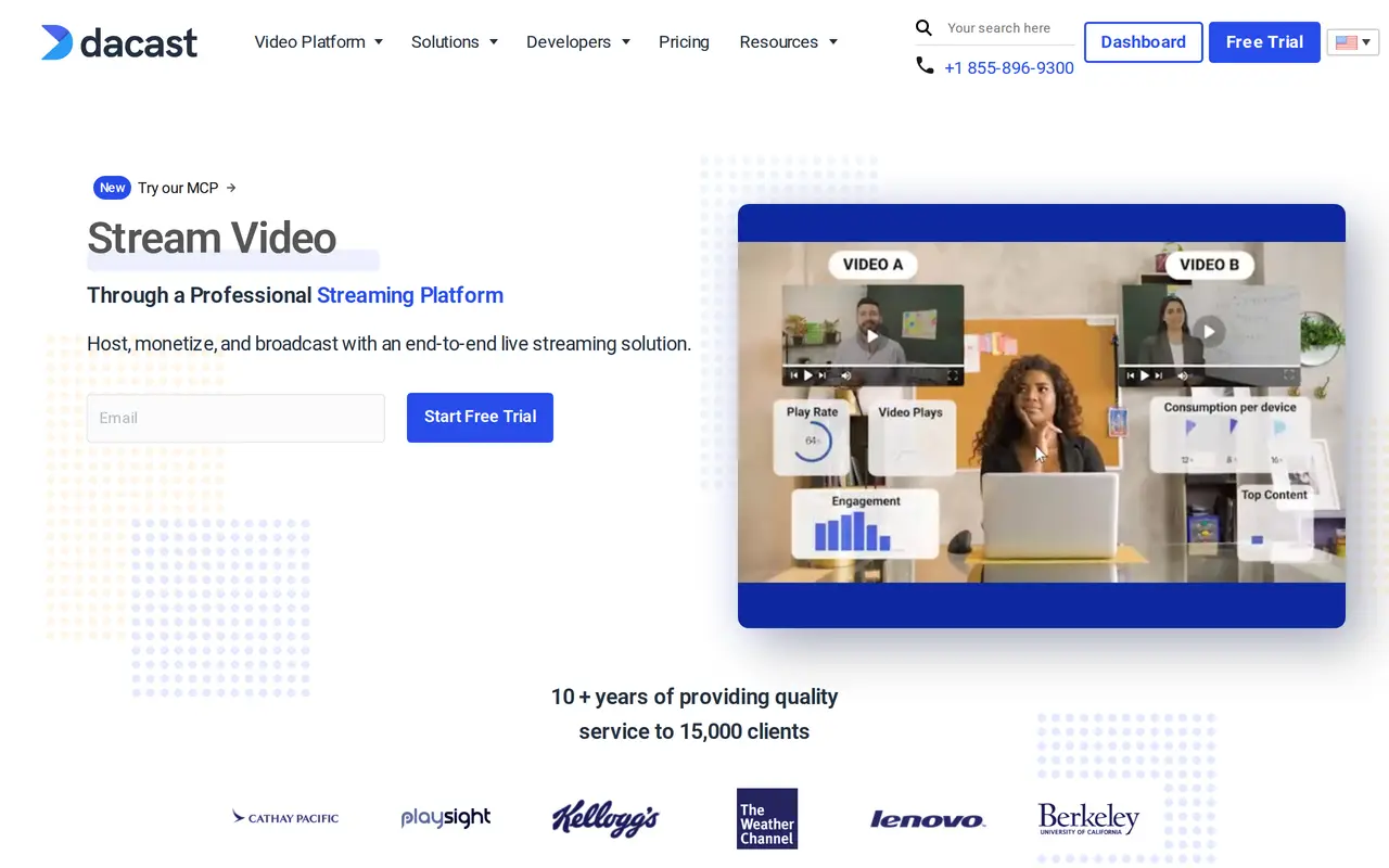 The Dacast homepage