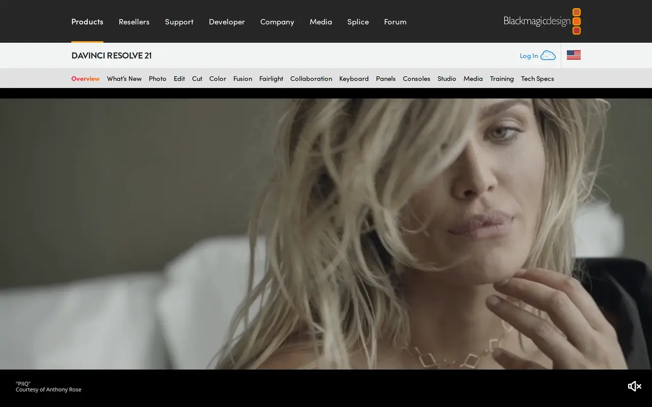 The DaVinci Resolve homepage