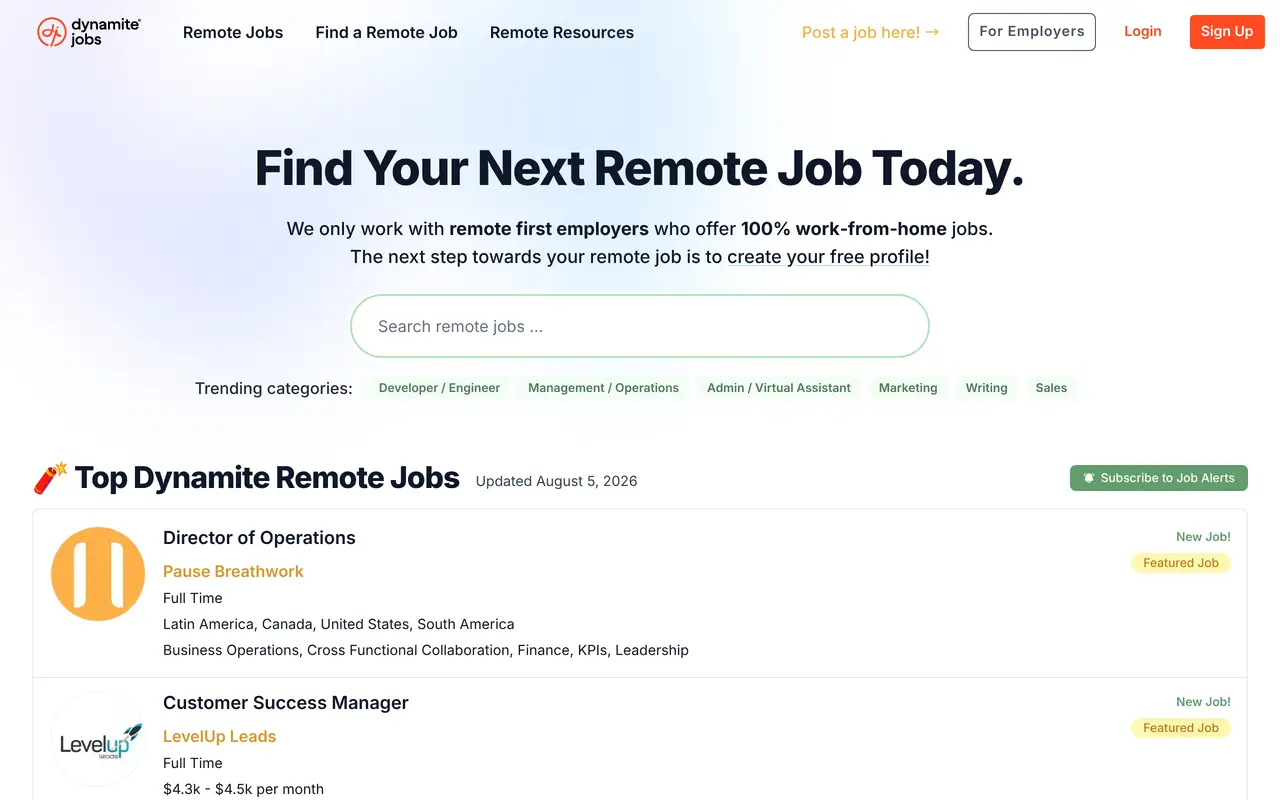 The Dynamite Jobs homepage