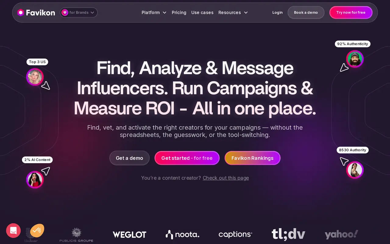 The Favikon homepage