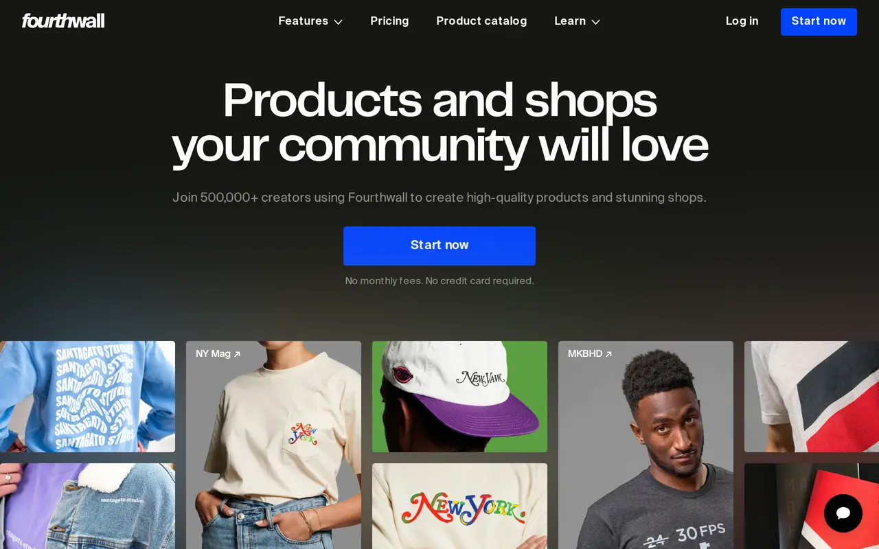 The Fourthwall homepage