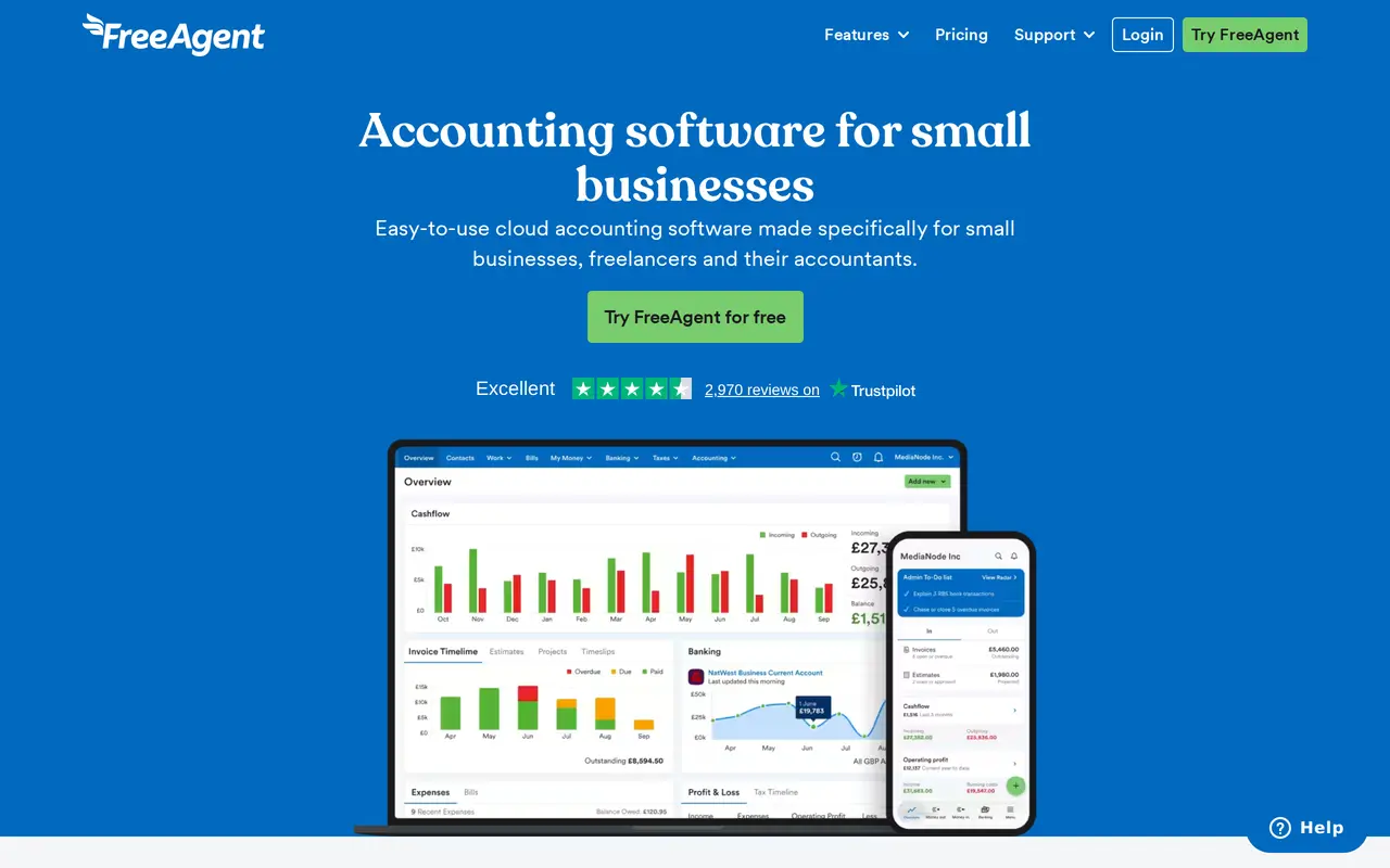 The FreeAgent homepage