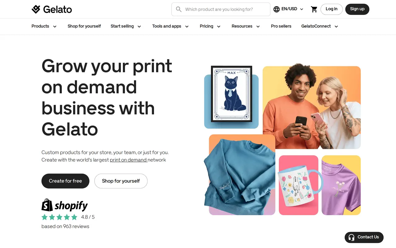 The Gelato homepage