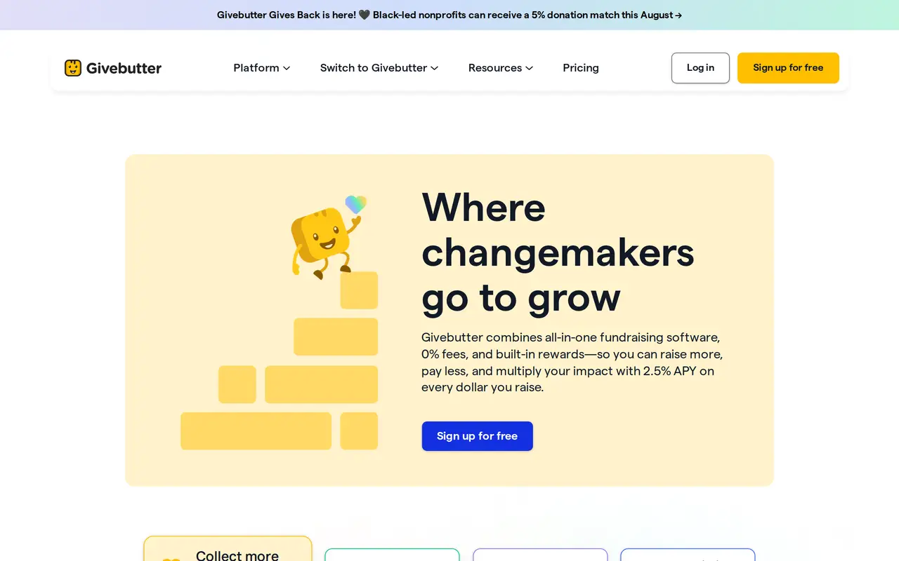 The Givebutter homepage