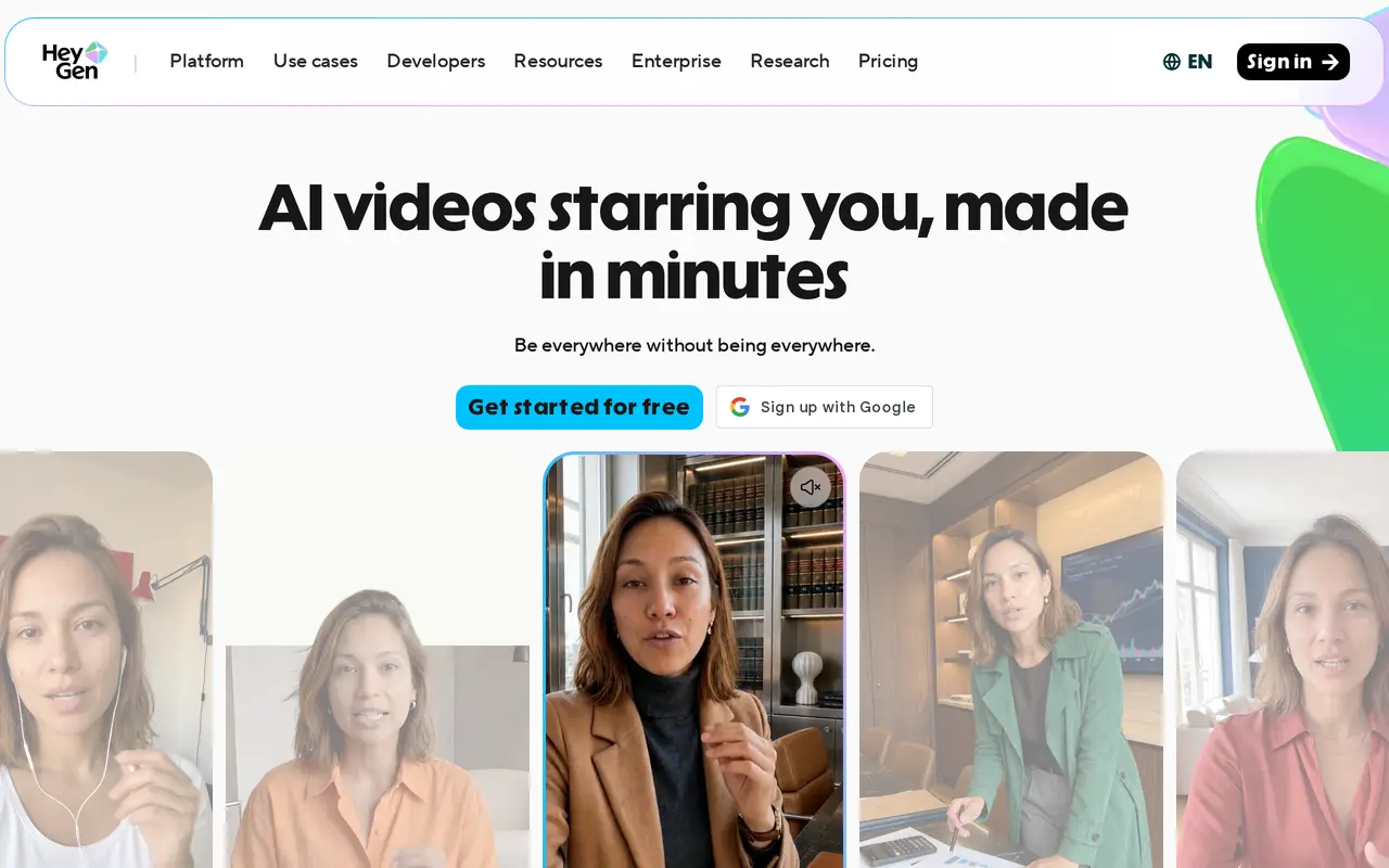 The HeyGen homepage