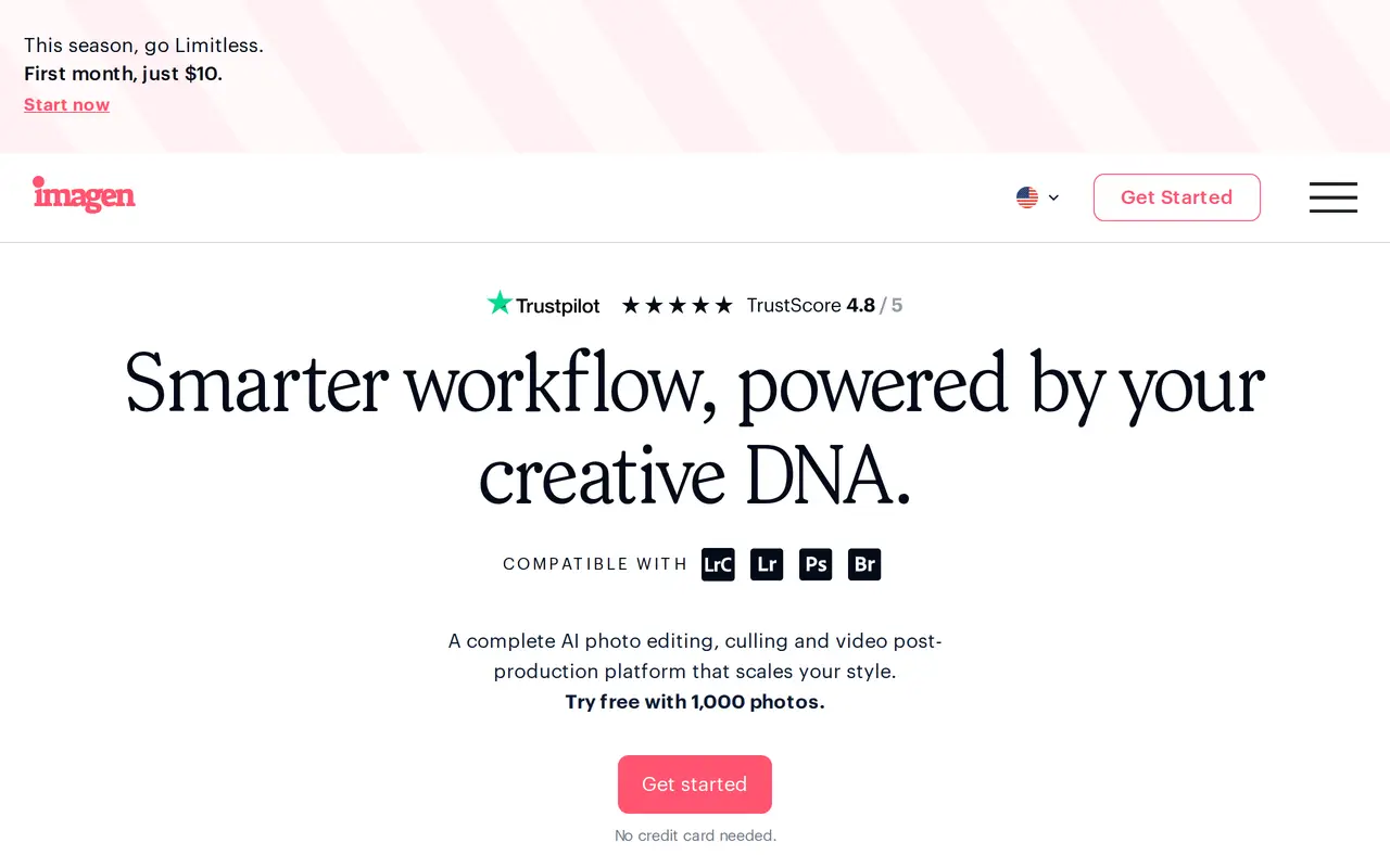 The Imagen homepage
