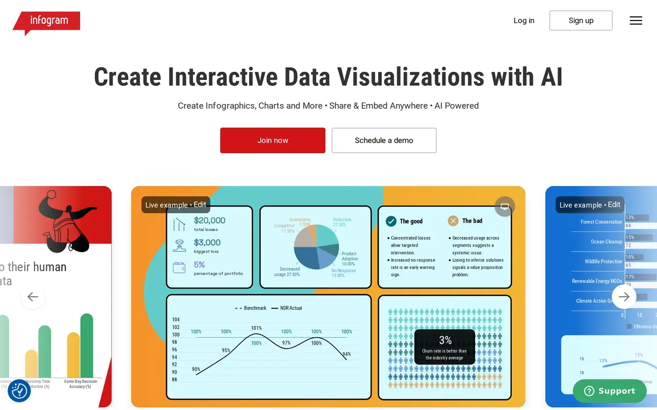 The Infogram homepage