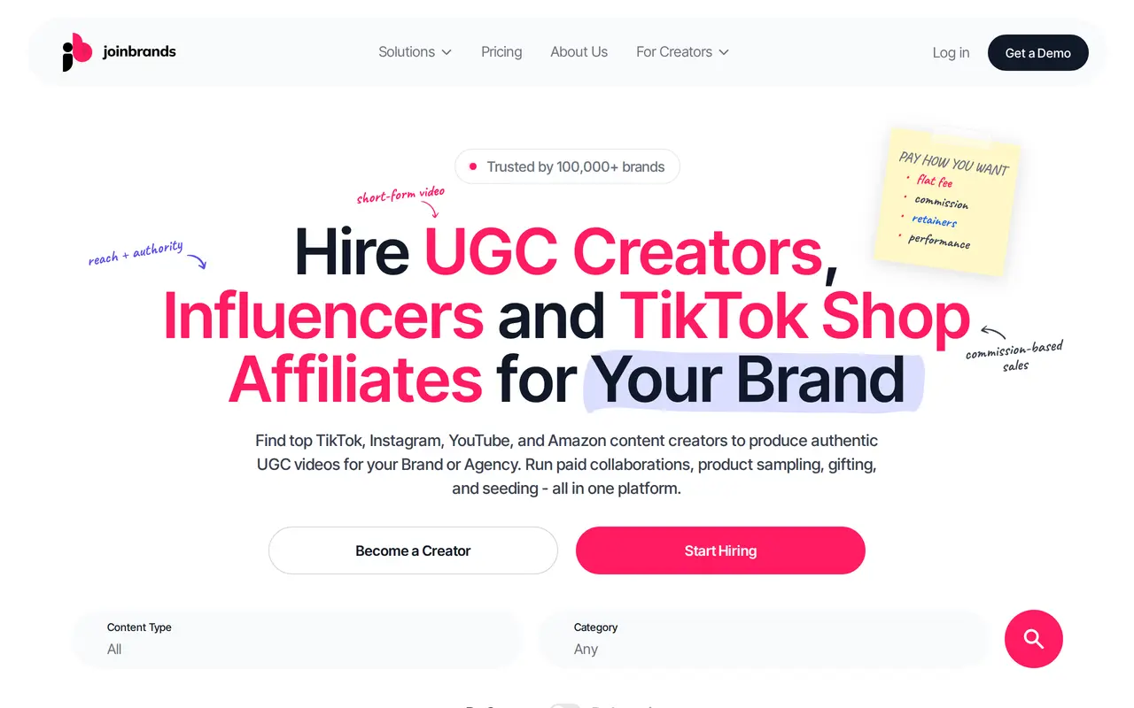 The JoinBrands homepage