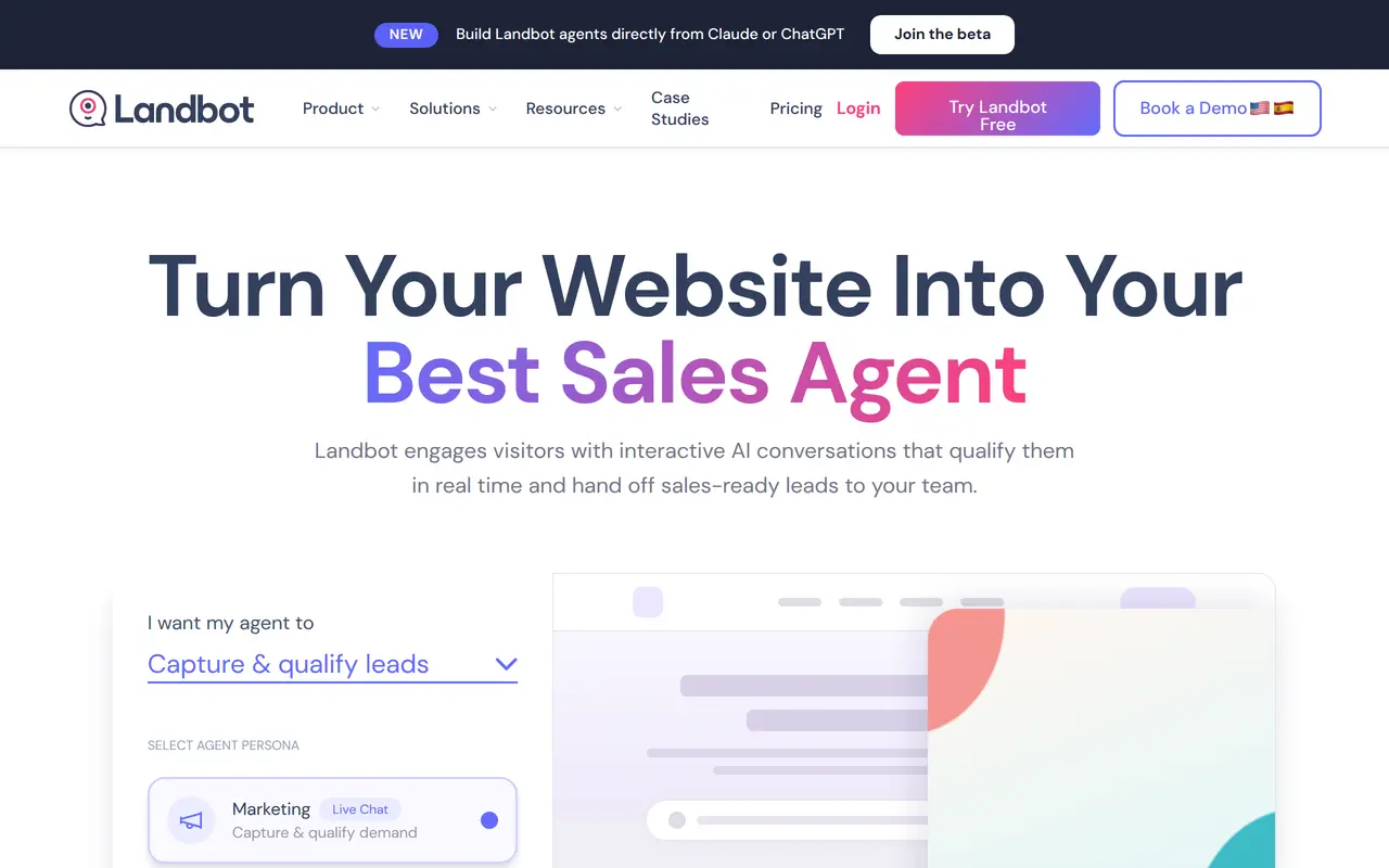 The Landbot homepage