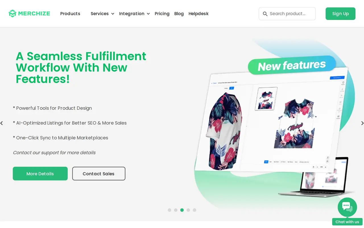 The Merchize homepage