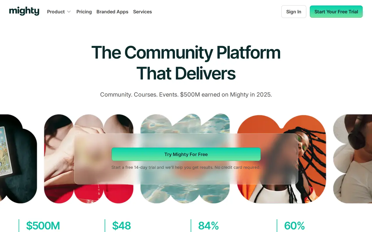The Mighty Networks homepage