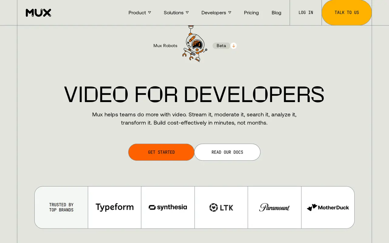 The Mux homepage