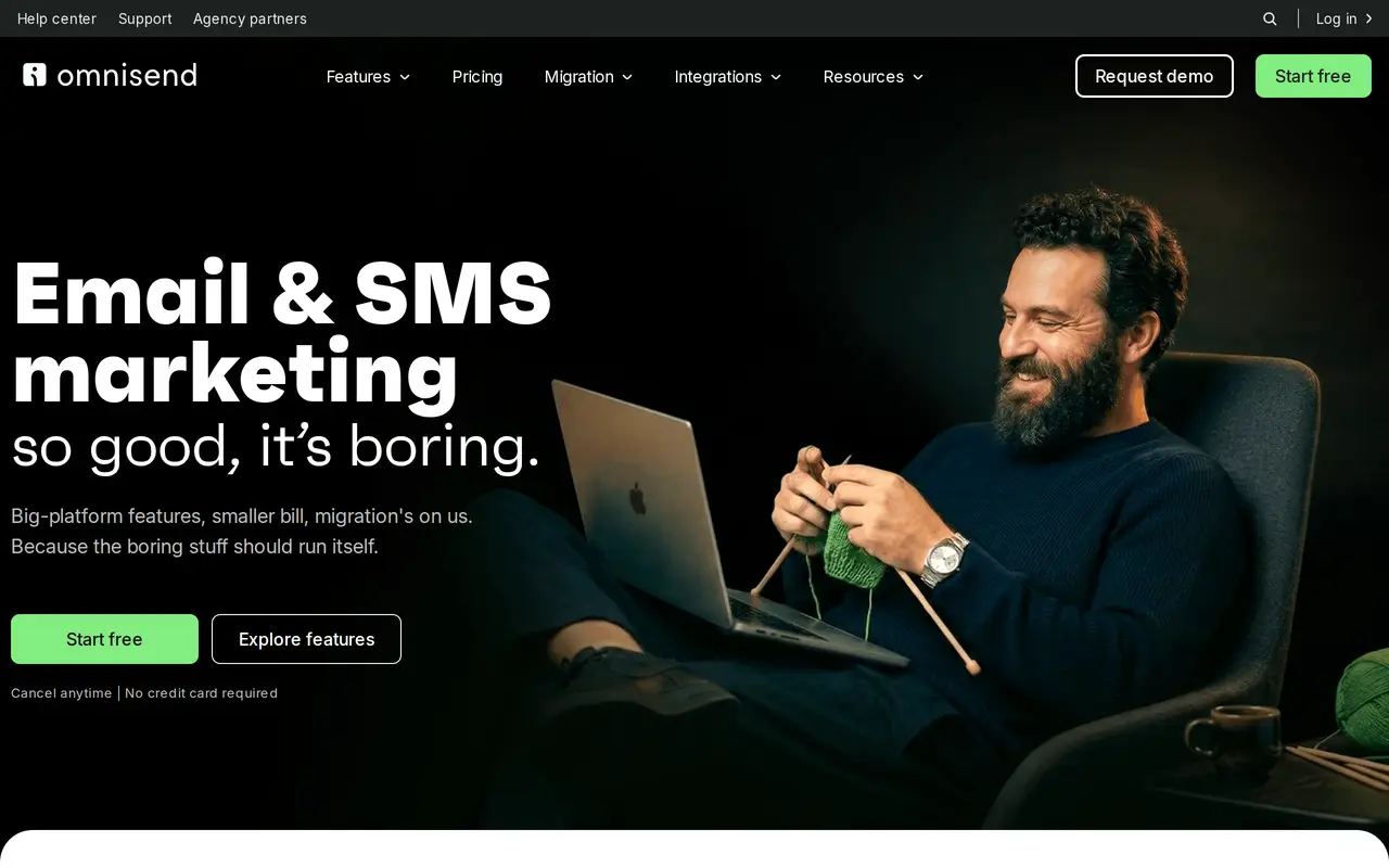 The Omnisend homepage