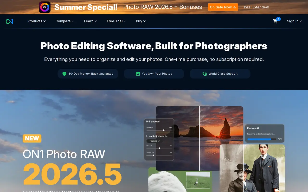 The ON1 Photo RAW homepage
