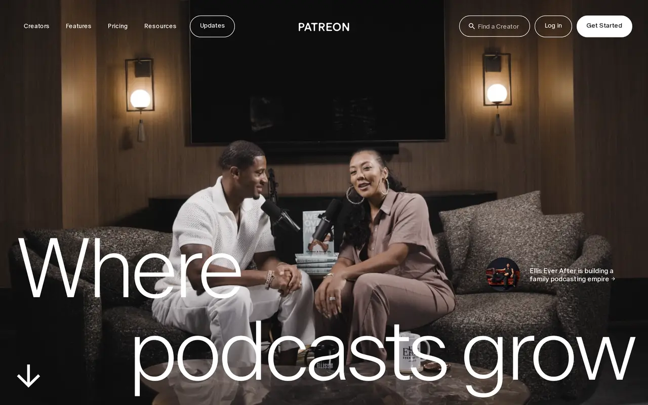 The Patreon homepage