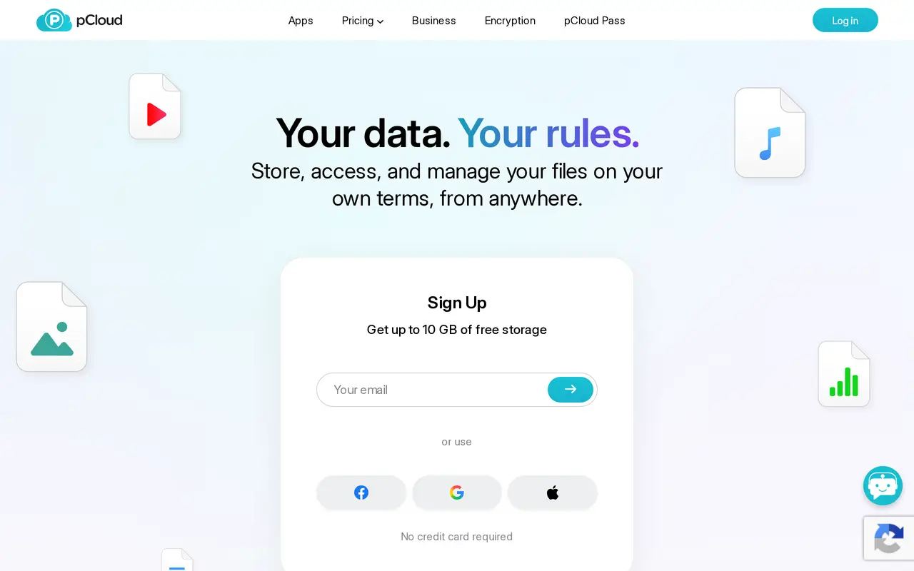 The pCloud homepage