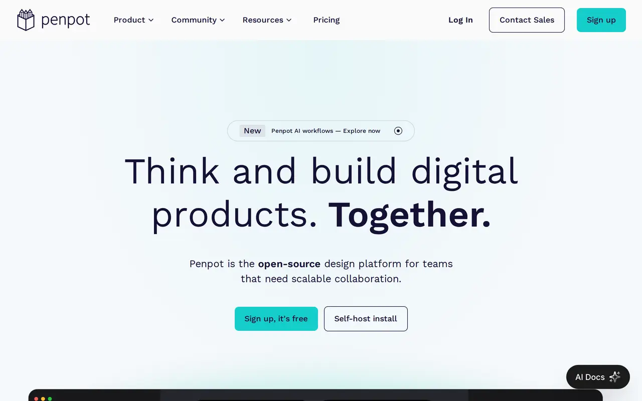 The Penpot homepage