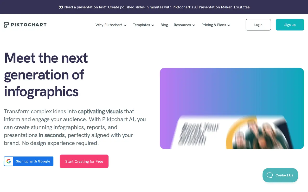 The Piktochart homepage