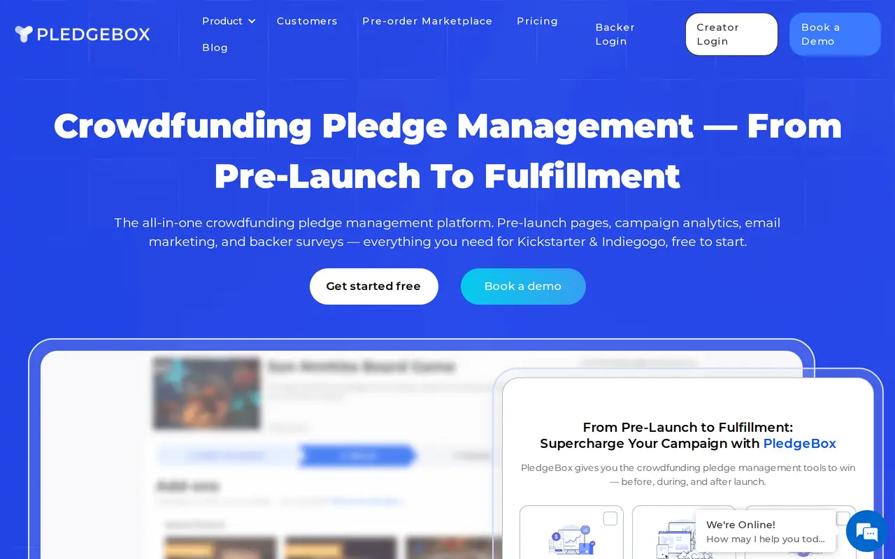 The PledgeBox homepage