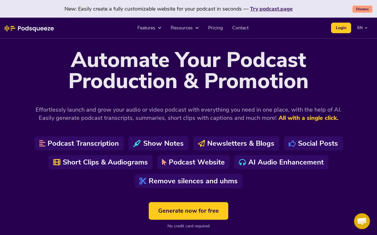 The Podsqueeze homepage