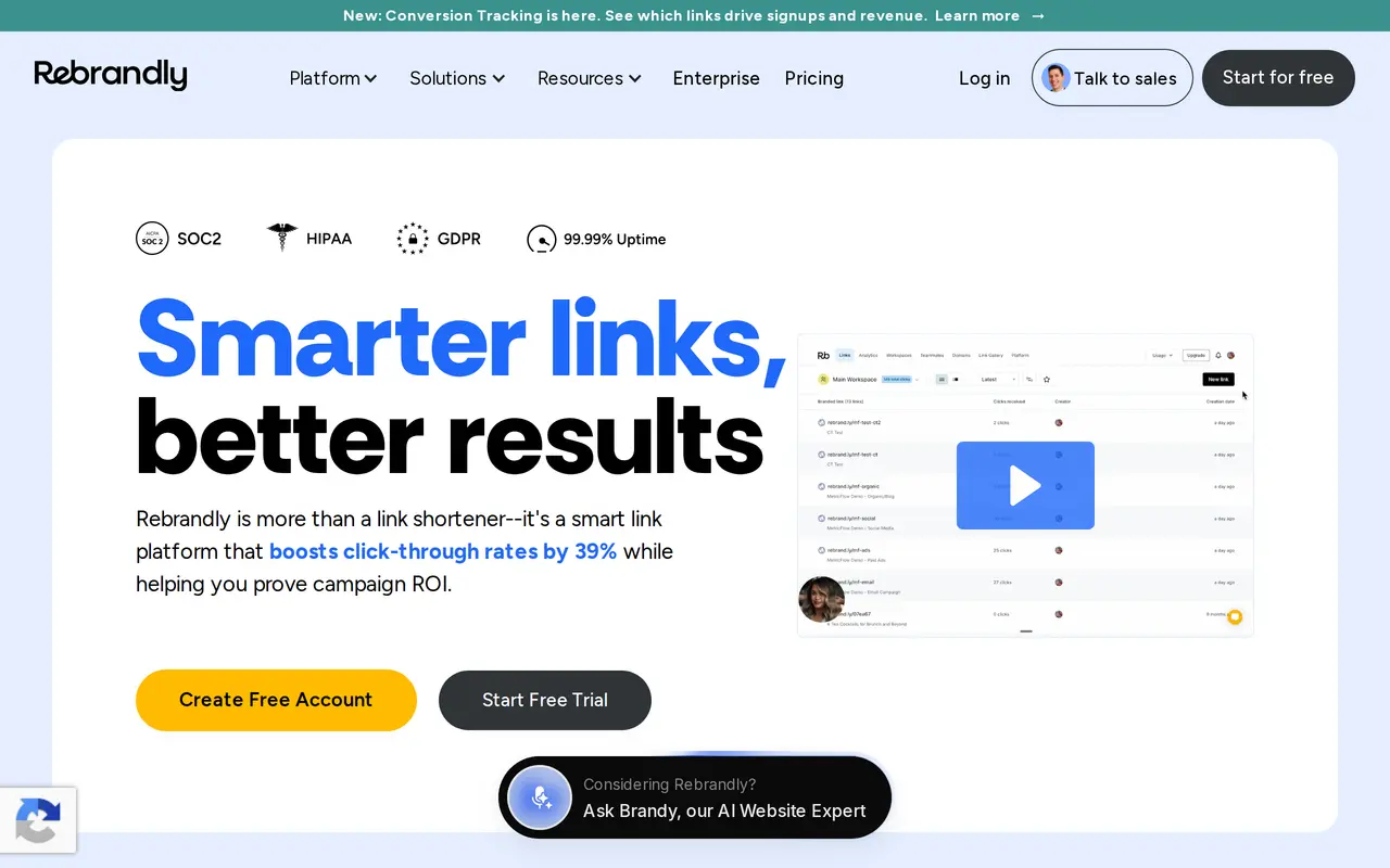 The Rebrandly homepage