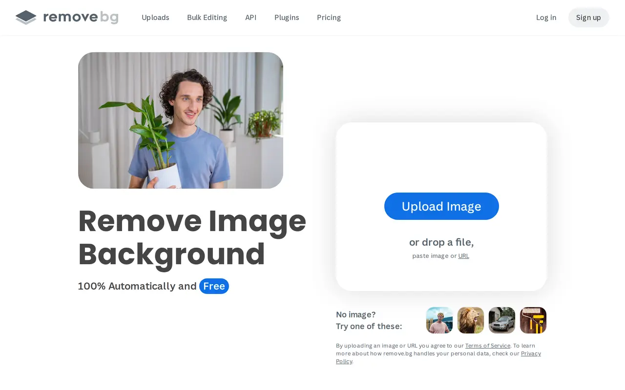 The remove.bg homepage