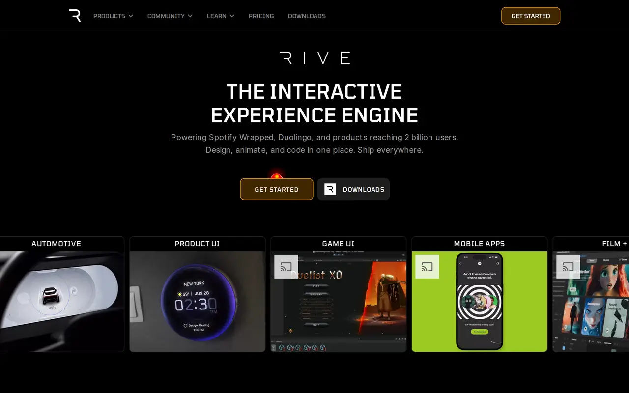 The Rive homepage