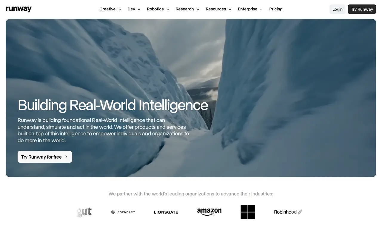 The Runway homepage