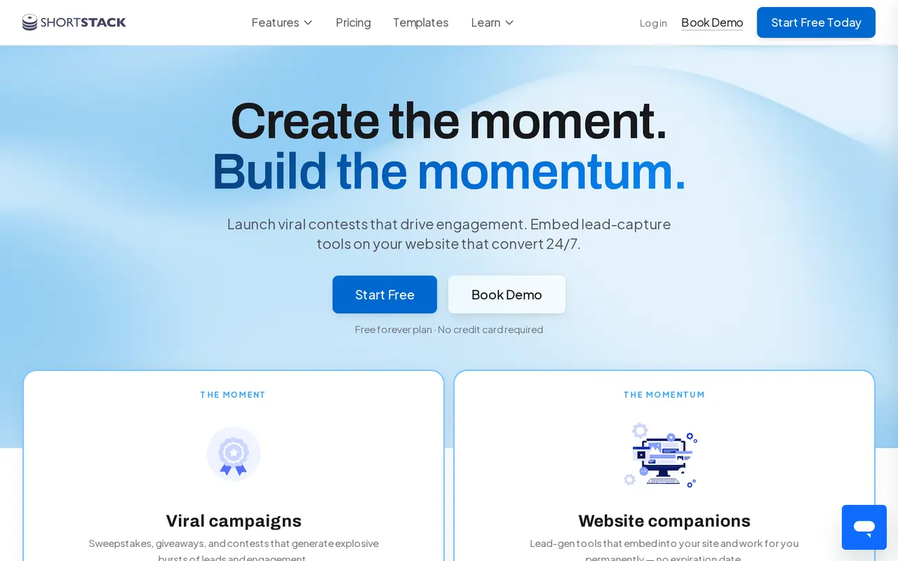 The ShortStack homepage