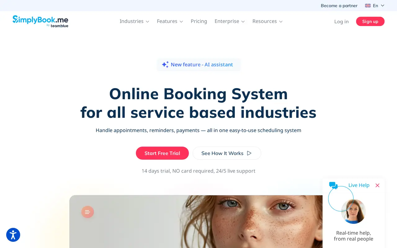 The SimplyBook.me homepage