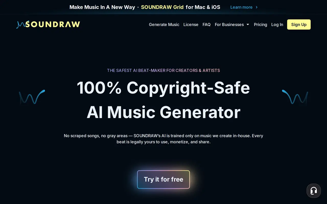 The Soundraw homepage