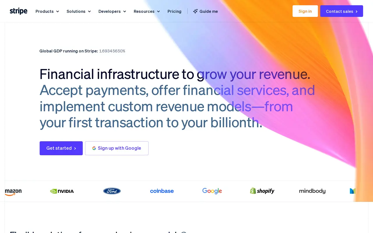 The Stripe homepage
