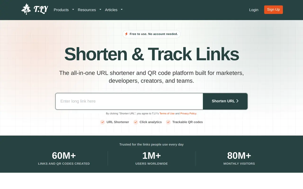 The T.LY homepage