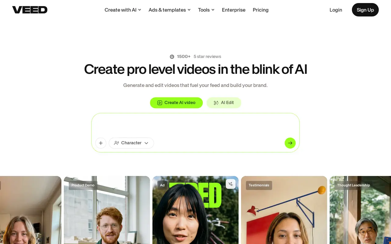 The VEED homepage