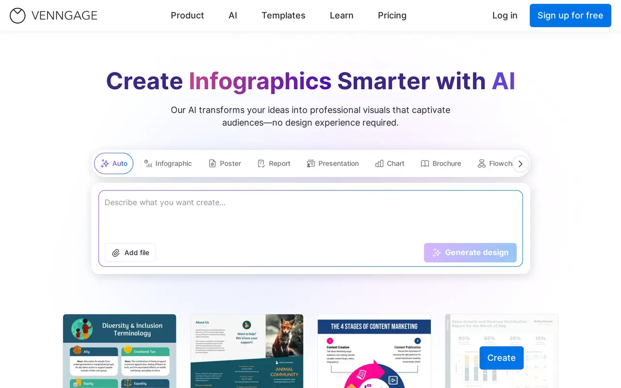 The Venngage homepage