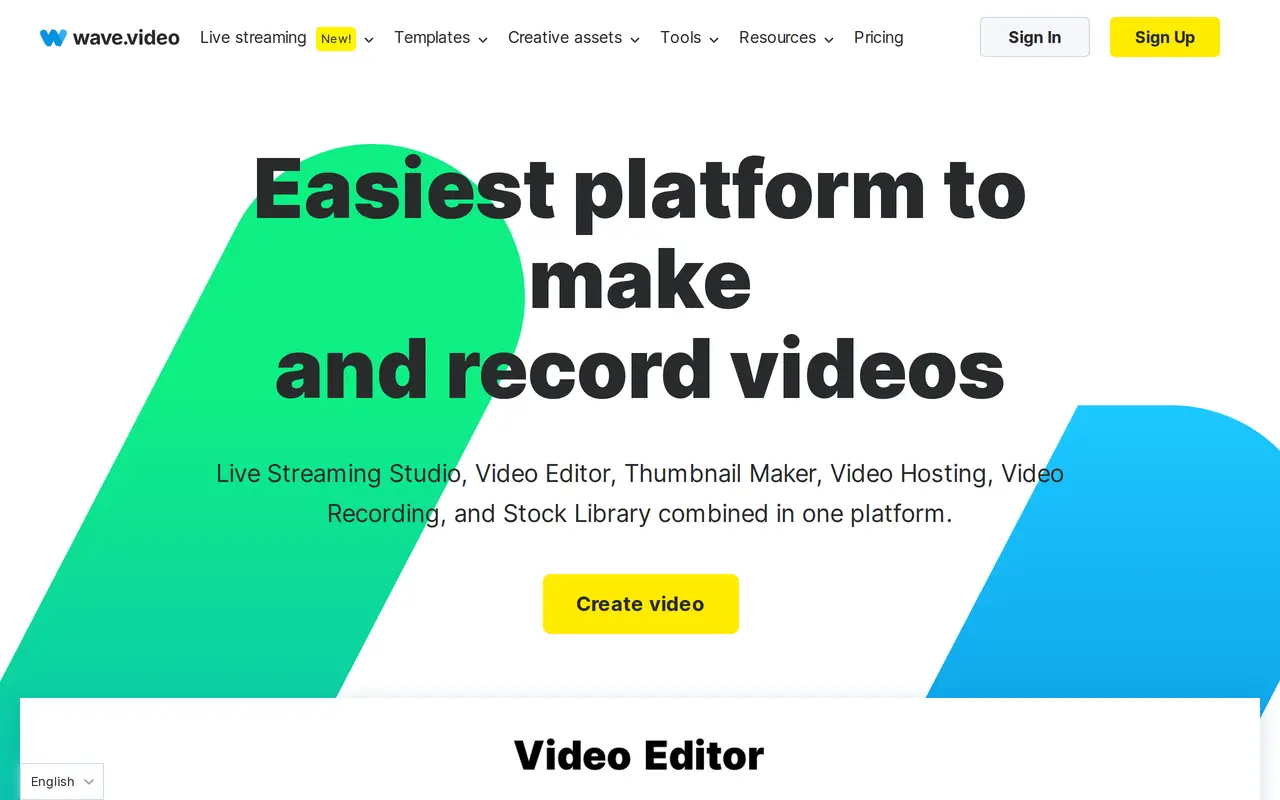 The Wave.video homepage