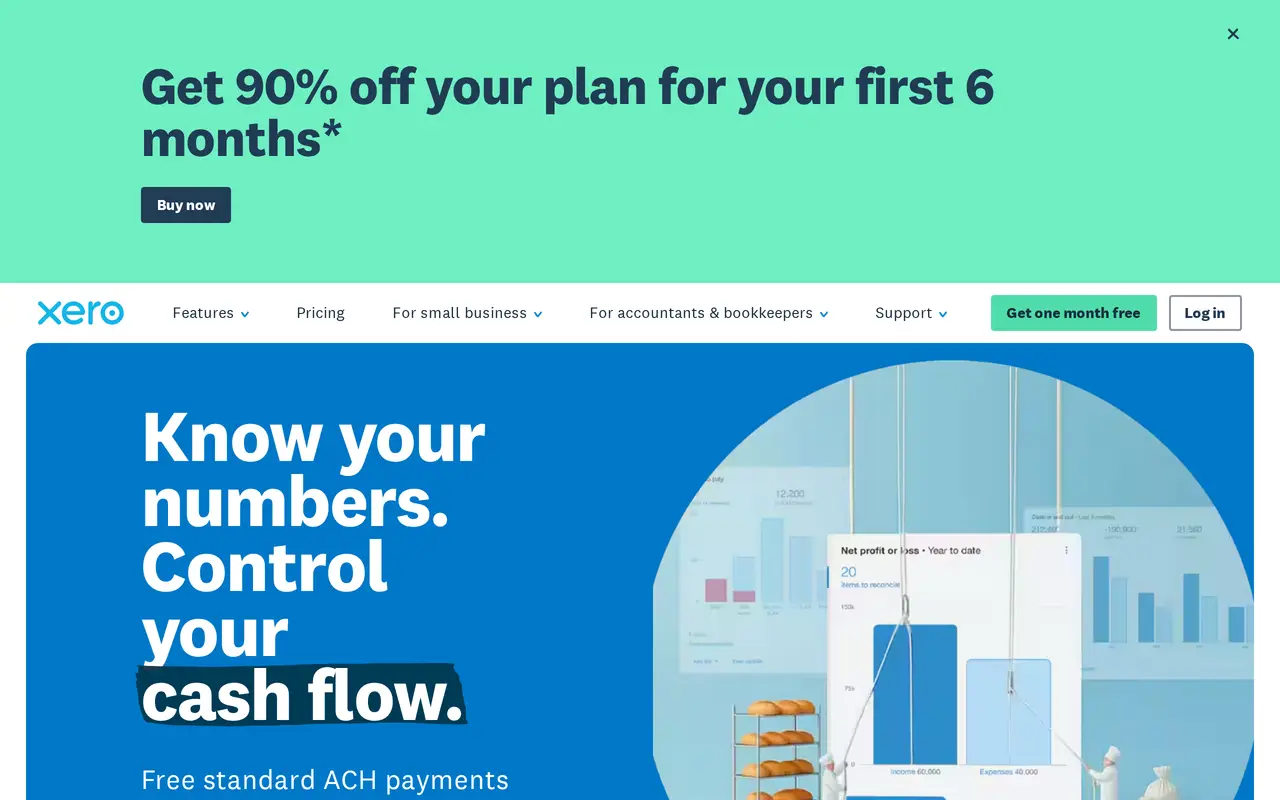 The Xero homepage