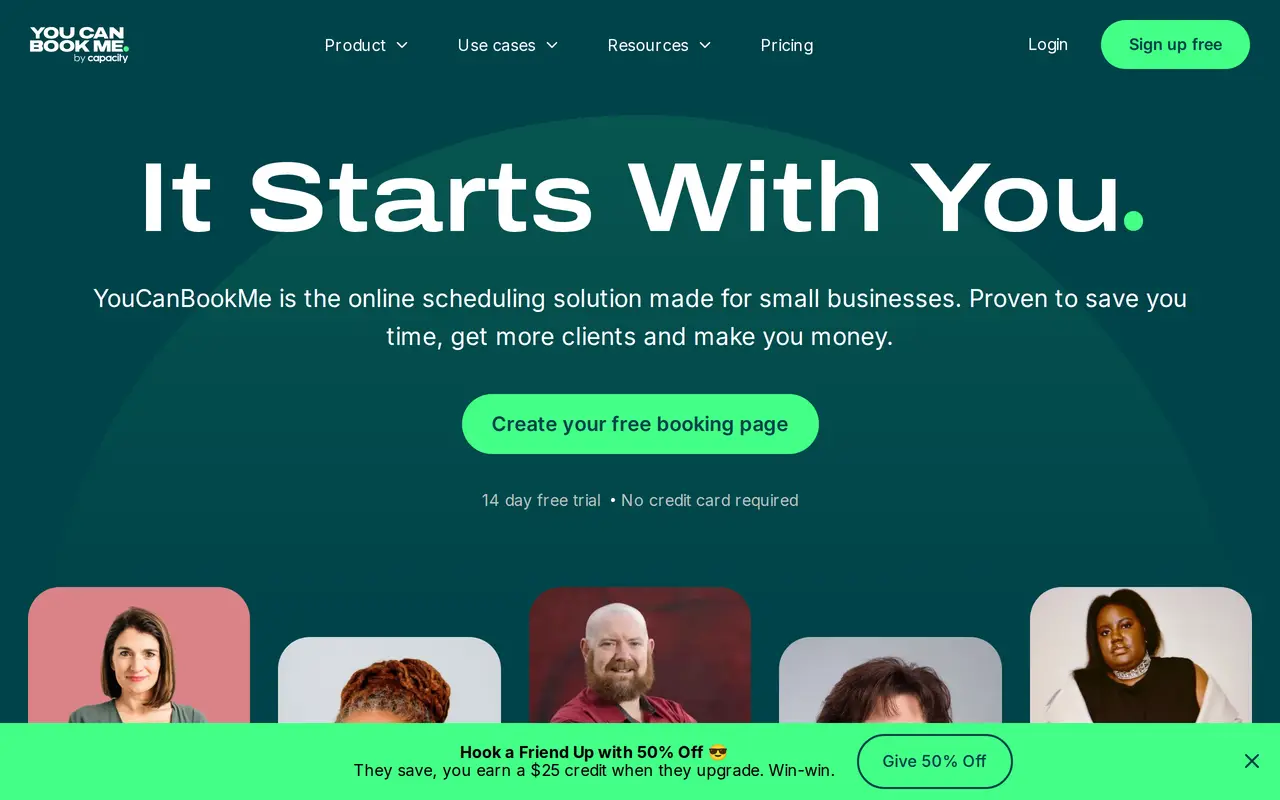 The YouCanBookMe homepage