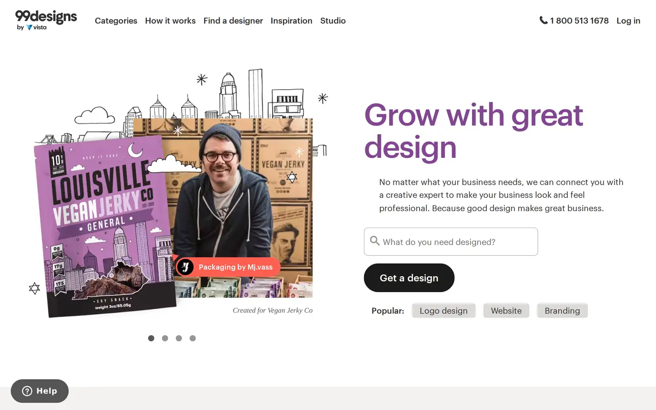 The 99designs homepage