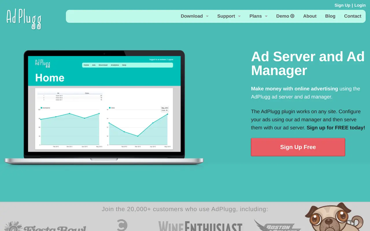 The AdPlugg homepage